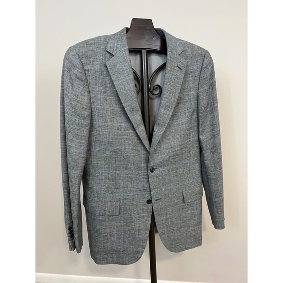 Ermenegildo Zegna Other - Ermenegildo Zegna Roma Fit Sport Coat Gray Plaid Linen Wool Silk 52L IT/42L US